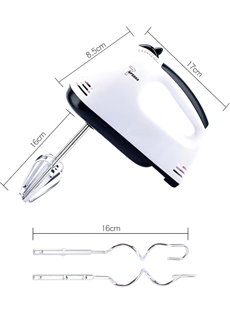 خلاط يدوي كهربائي - 7 سرعات - مضرب بيض يدوي خفيف الوزن بقوة 300 واط مع مضارب طويلة جدًا | خطافات عجين ومضرب بالوني - مثالي للخبز والخفق والخلط وصنع الكيك - Image 2